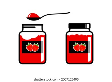 Strawberry jam vector icon on white background