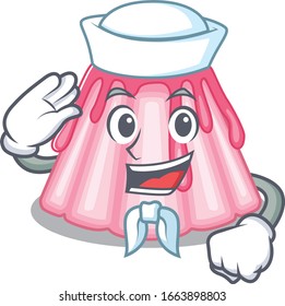Strawberry jelly cartoon concept Sailor wearing hat