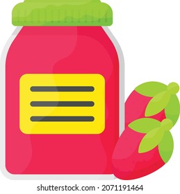 strawberry jelly jar Concept, Thanksgiving Day breakfast food Vector Icon Design, Harvest festival Symbol, Secular holiday Sign, Religious and cultural traditions Stock Illustration