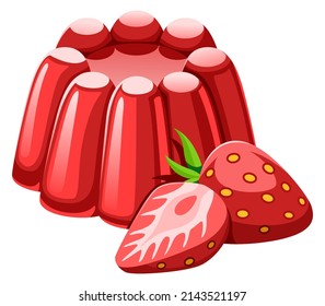 Strawberry jelly. Sweet berry dessert. Cartoon icon