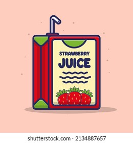 Strawberry Juice box cartoon vector icon illustration isolated object
