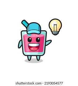 strawberry juice character cartoon getting the idea , cute style design for t shirt, sticker, logo element