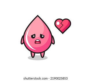 strawberry juice drop cartoon illustration is broken heart , cute style design for t shirt, sticker, logo element