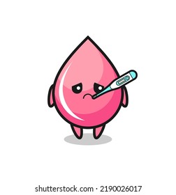 strawberry juice drop mascot character with fever condition , cute style design for t shirt, sticker, logo element