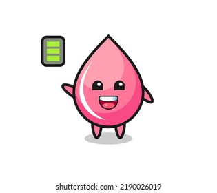 strawberry juice drop mascot character with energetic gesture , cute style design for t shirt, sticker, logo element