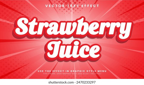 Strawberry juice editable text effect suitable for fresh fruit theme