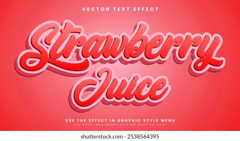 Strawberry juice editable text effect suitable for fresh fruit Products