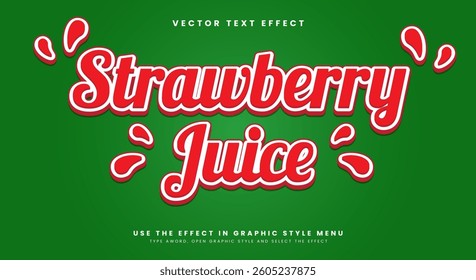 Strawberry juice editable text effect Template suitable for fresh fruit theme