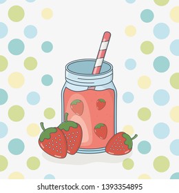 strawberry juice fruit in pot with straw