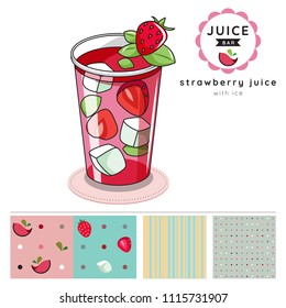 strawberry  juice ice vector illustration