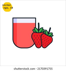Strawberry Juice Icon Logo Design Vector Template