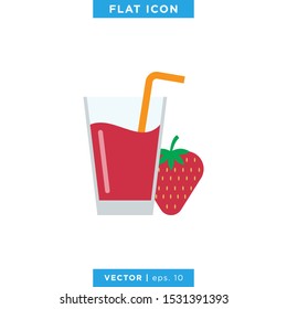 Strawberry Juice Icon Vector Design Template