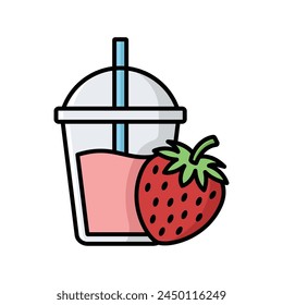 Plantilla de diseño de Vector de icono de jugo de fresa simple y limpia