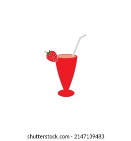 strawberry juice icon.vector illustration logo design