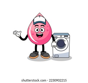 strawberry juice illustration as a laundry man , character design