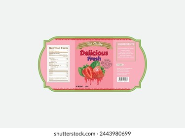 strawberry juice label design. eps, fruit label design, jam,  jelly label, food label design, Jam Packaging Design