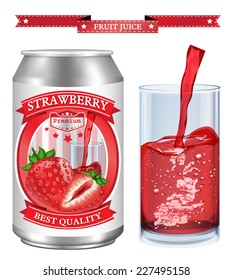Strawberry juice Label vector visual, ideal for fruit juice. Can drawn with mesh tool. Fully adjustable & scalable. Vector illustration 