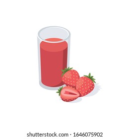 Strawberry Juice Lemonade vector 3d isometric, color web icon, new flat style. Creative illustration design, idea for infographics.