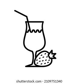 strawberry juice line art vector illustration good for element design, pattern, icon.