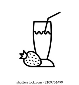 strawberry juice line art vector illustration good for element design, pattern, icon.