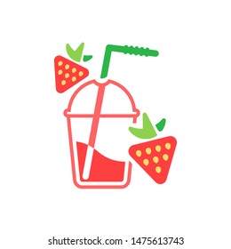 Strawberry juice logo template vector illustration icon design