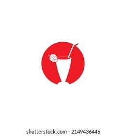 strawberry juice logo.vector illustration logo design