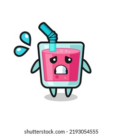 strawberry juice mascot character with afraid gesture , cute style design for t shirt, sticker, logo element