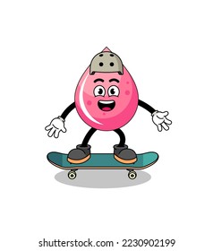 strawberry juice mascot playing a skateboard , character design