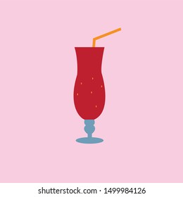 strawberry juice on the pink background