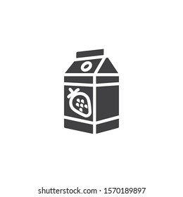 Strawberry juice package vector icon. filled flat sign for mobile concept and web design. Strawberry milkshake pack glyph icon. Symbol, logo illustration. Vector graphics
