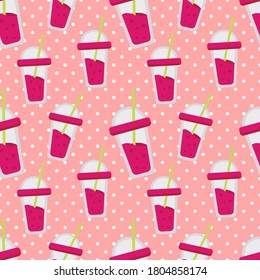 strawberry juice seamless pattern vector illustration 