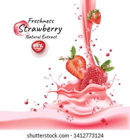 Strawberry juice splash For advertising on your products, vector illustration and design.
