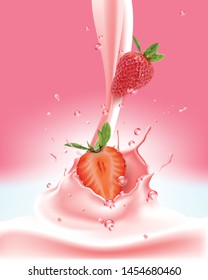 Strawberry juice splash For advertising on your products, vector illustration and design.