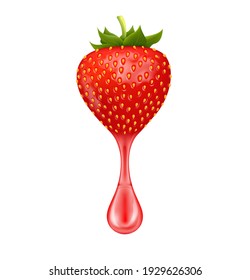 Strawberry juice sweet red Isolated on white background. 3d vector. Realistic illustration