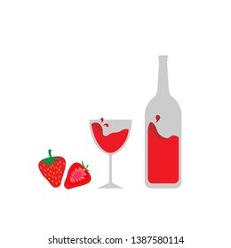 Strawberry Juice Template Design for Logo or Icon 