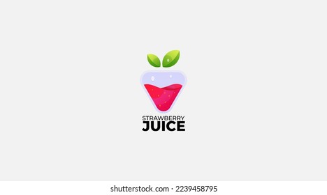 Strawberry juice vector logo design template symbol