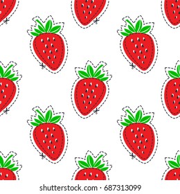 Strawberry juicy fruit. Vector illustration of seamless pattern.