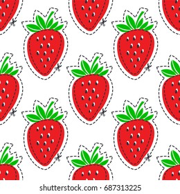 Strawberry juicy fruit. Vector illustration of seamless pattern.