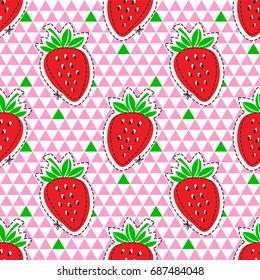 Strawberry juicy fruit. Vector illustration of seamless pattern.
