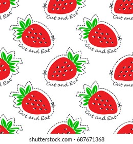 Strawberry juicy fruit. Vector illustration of seamless pattern.