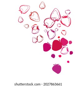 fondo de la tarjeta de color brillante de la línea vectorial de jugo de fresa