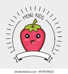 strawberry kawaii cartoon