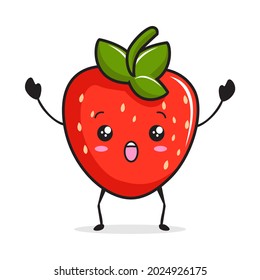 strawberry kawaii cartoon mascot illustrations