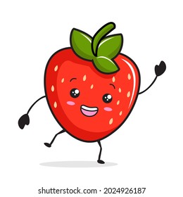 Erdbeeren-Kawaii-Cartoon-Maskottabbildungen