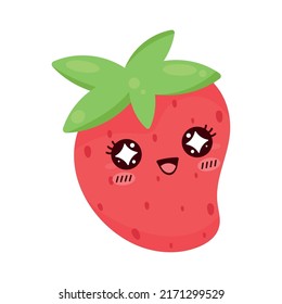 Strawberry Kawaii Fruit Comic Character