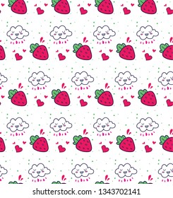 strawberry kawaii pattern