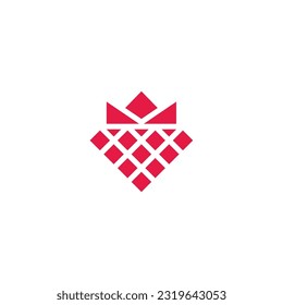 strawberry king symbol logo vector 