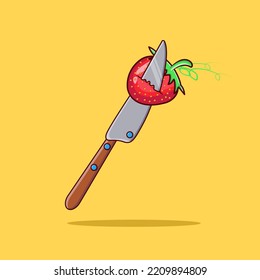 Strawberry and knife vector illustration