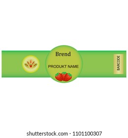 Strawberry label on green background vector
