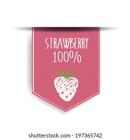 strawberry labels or ribbon. Vector.